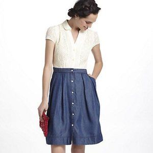 Anthropologie Lace & Chambray Dress Size 4